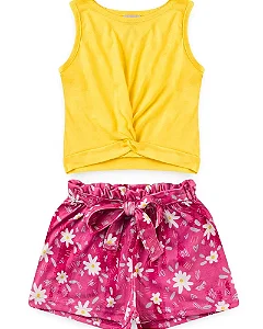 Conjunto Feminino Infantil Nó Margaridas