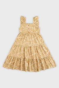 Vestido Infantil em Malha Eco Botonê Bege
