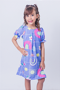 Vestido Infantil Luiza Quadriculado Lilás Tamanho:8 (1040127582)