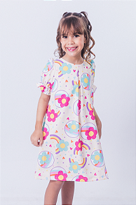 Vestido Infantil Luiza Estampado Flores Tamanho:10 (1040127576)