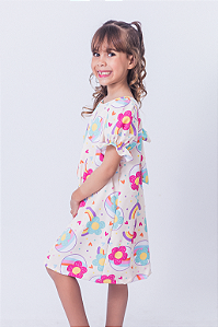 Vestido Infantil Luiza Estampado Flores Tamanho:6 (1040127574)