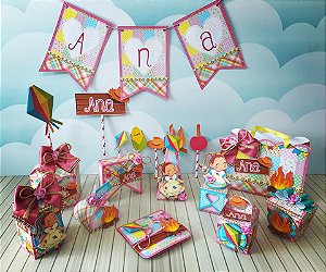 kit completo personalizados festa junina menina