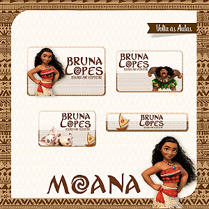 150 Etiquetas Escolares Personalizada Moana