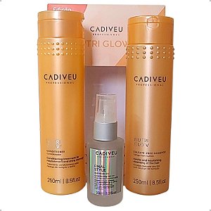 Kit Cadiveu Nutri Glow Shampoo, Condicionador, Oleo Capilar Limpeza e Cuidado