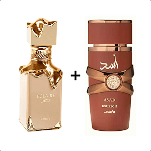 Combo Exclusivo Perfumes Árabes Lattafa Asad Bourbon + Eclaire EDP 100ml Original