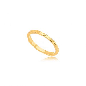 Anel Aliança Marca Diagonal Folheado a Ouro 18K
