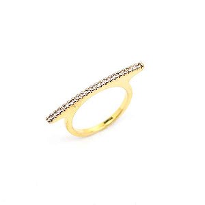 Anel Aparador Cravejado Reto Folheado a Ouro 18K