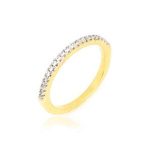 Anel Aparador Cristal Folheado a Ouro 18K