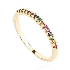Anel Aparador Rainbow Folheado a Ouro 18K