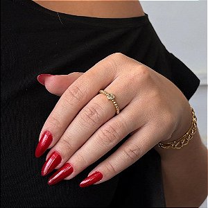 Anel Aro Bolinhas Coração Zircônia Folheado a Ouro 18K