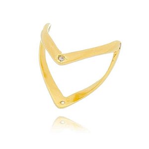 Anel Boca De Jacaré Com Zircônia Folheado a Ouro 18K