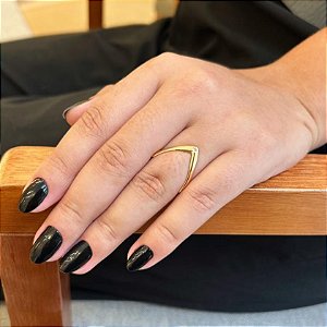 Anel Boca De Jacaré Com Zircônia Folheado a Ouro 18K