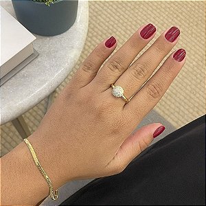 Anel Chuveiro Abaulado Galeria Corações Vazados Folheado a Ouro 18K