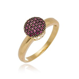 Anel Chuveiro Rosa Folheado a Ouro 18K