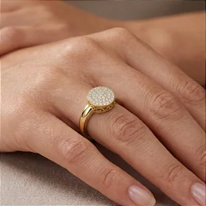 Anel Chuveiro Zircônias Folheado a Ouro 18K