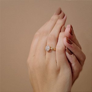 Anel Chuveiro Zircônias Folheado a Ouro 18K