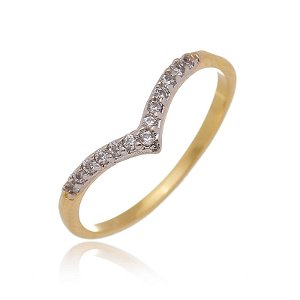 Anel Circunflexo Cravejado Folheado a Ouro 18K