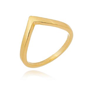 Anel Circunflexo Liso Folheado a Ouro 18K