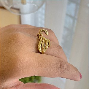 Anel Cobra Emaranhada Folheado a Ouro 18K