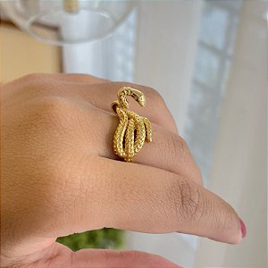 Anel Cobra Emaranhada Folheado a Ouro 18K