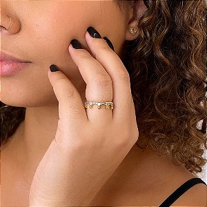 Anel Coroa Inteira Cravejado Folheado a Ouro 18K