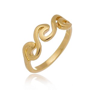 Anel De Falange 3 Ondinhas Folheado a Ouro 18K