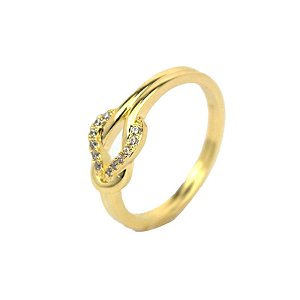 Anel Fio Duplo Nó Folheado a Ouro 18K