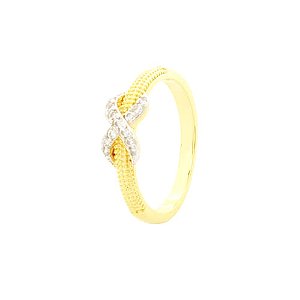 Anel Infinito Cravejado Aro Granitado Folheado a Ouro 18K