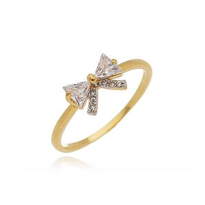 Anel Lacinho De Zircônias Folheado a Ouro 18K