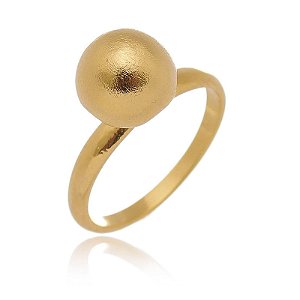 Anel Meia Bola Fosca Folheado a Ouro 18K