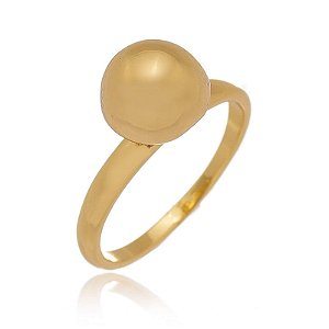 Anel Meia Bola Lisa Folheado a Ouro 18K