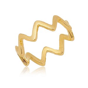 Anel Zigzag Fio Liso Folheado a Ouro 18K