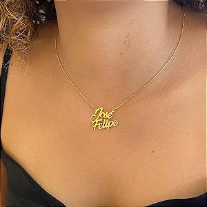 Colar Personalizado 2 Nomes Folheado a Ouro 18K