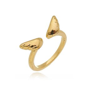 Anel Regulável Aberto Asa Folheado a Ouro 18K