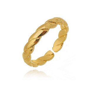 Anel Corda Achatada Folheado a Ouro 18K
