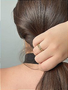 Anel Correntinha Achatada Regulável Folheado a Ouro 18K