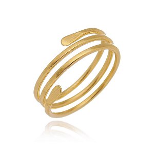 Anel Regulável Fio Enrolado Folheado a Ouro 18K