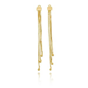 Aplique 3 Fios Grande Com Bola Folheado a Ouro 18K