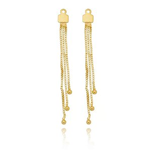 Aplique 3 Fios Médio Com Bola Folheado a Ouro 18K