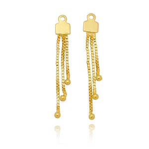 Aplique 3 Fios Pequeno Com Bola Folheado a Ouro 18K