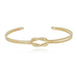 Bracelete Fio Duplo Liso Amarrado Folheado a Ouro 18K