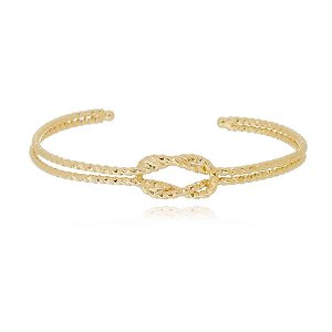 Bracelete Fio Duplo Trançado Amarrado Folheado a Ouro 18K