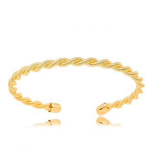 Bracelete Fios Rabo De Rato Rígidos Torcidos Folheado a Ouro 18K