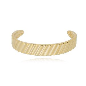 Bracelete Grosso Ondulado Folheado a Ouro 18K