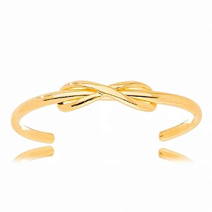Bracelete Liso Detalhe Infinito Folheado a Ouro 18K