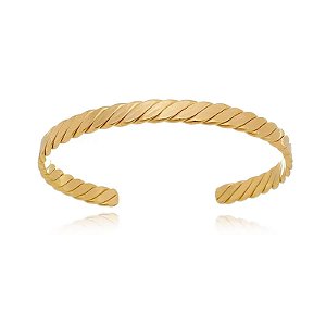 Bracelete Trançado Achatado M Folheado a Ouro 18K