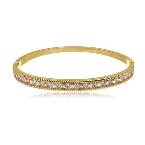 Bracelete Zircônias Quadradas Folheado a Ouro 18K