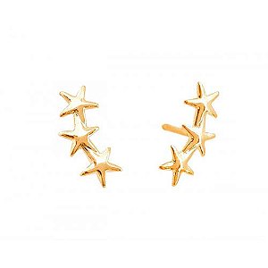Brinco 3 Estrelas Folheado a Ouro 18K
