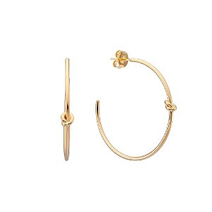Brinco Argola Aberta Nozinho Delicado Folheado a Ouro 18K
