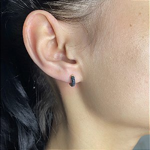 Brinco Argola Cravejado Slim Pequeno Folheado a Ouro 18K